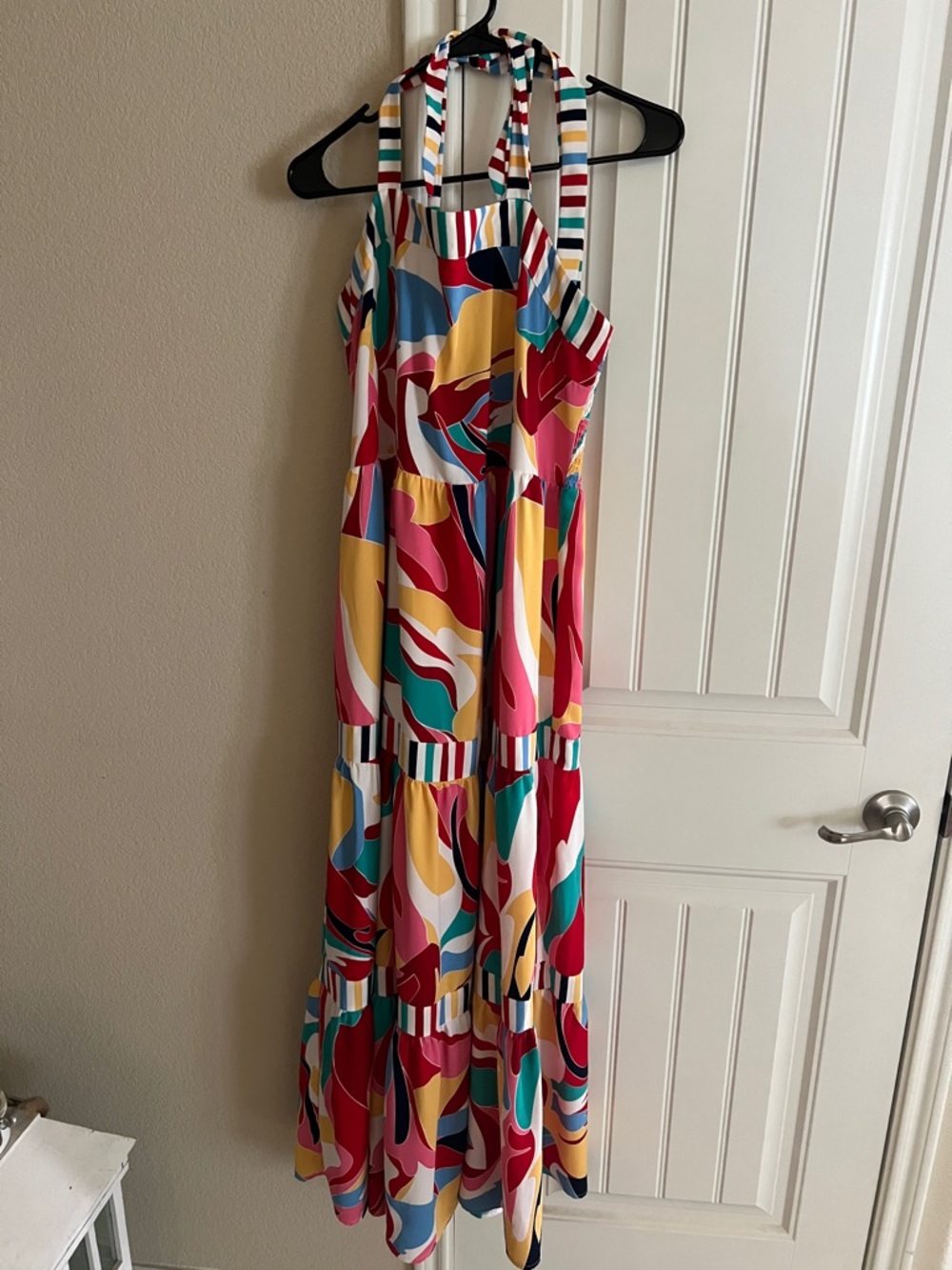 Abstract shoulder tie  Maxi Dress in Multicolor